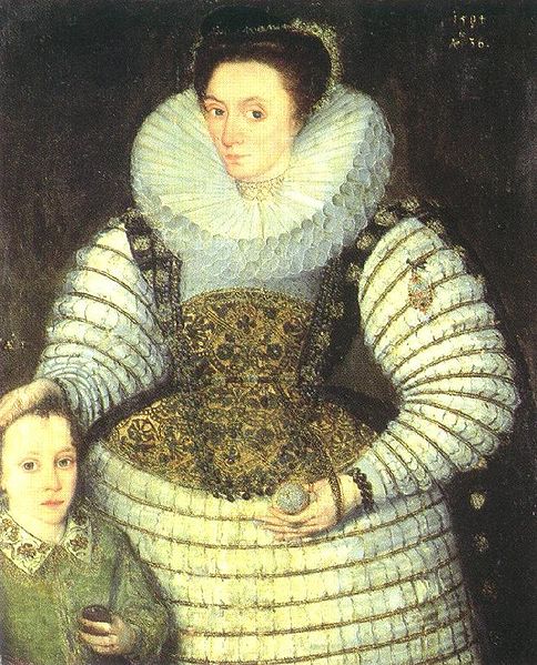 Frances Walsingham countess of Essex at 36 and son Robert Devereaux 3rd earl  of Essex at 5 years 1594 by Robert Peake the Elder Sothebys 1988 